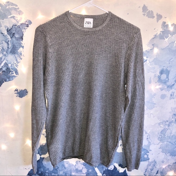 Zara Sweaters - Zara Textured Crewneck Grey Sweater Size S